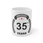 White Ceramic 35th Anniversary Coffee Mug