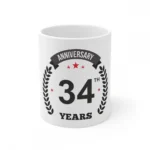 White Ceramic 34th Anniversary Coffee Mug