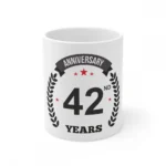 White Ceramic 42nd Anniversary Coffee Mug