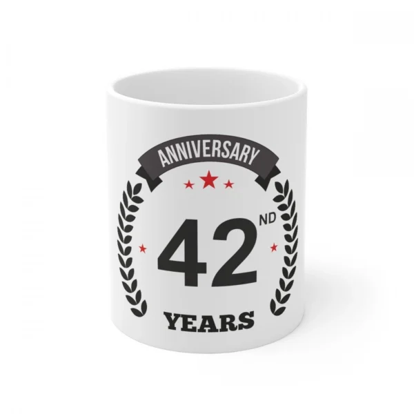 White Ceramic 42nd Anniversary Coffee Mug