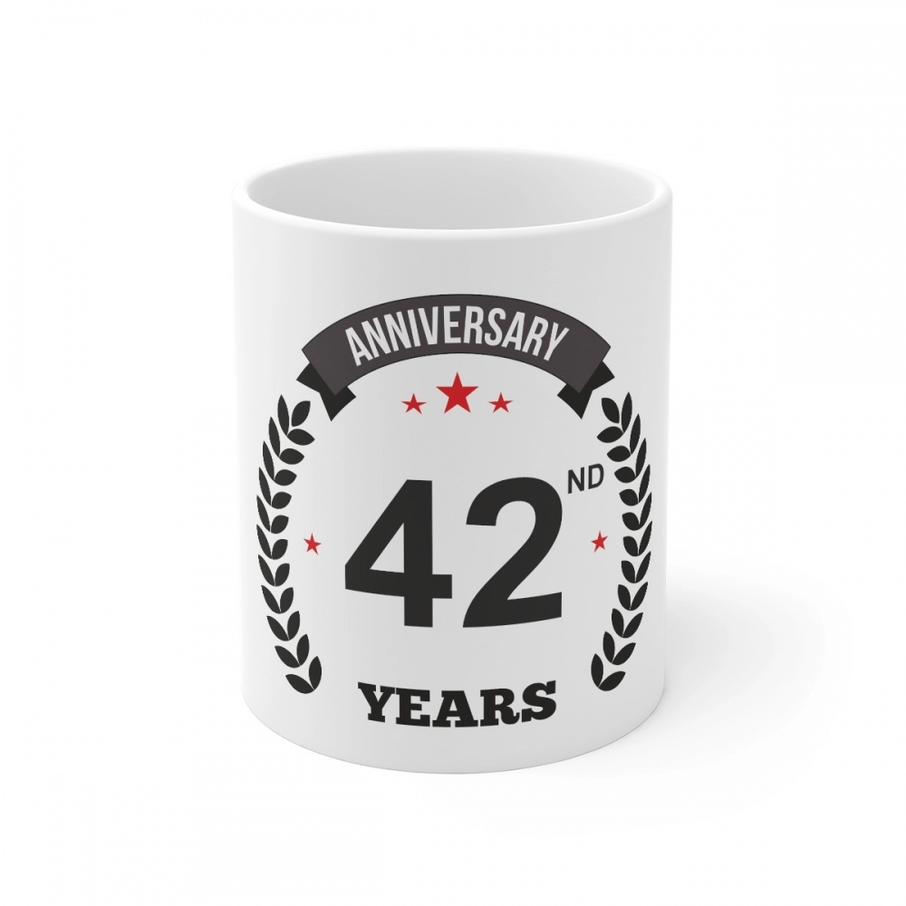 White Ceramic 42nd Anniversary Coffee Mug
