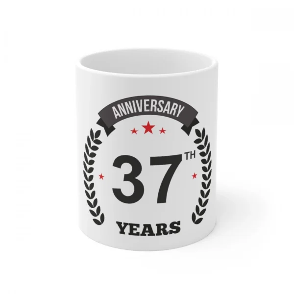 White Ceramic 37th Anniversary Coffee Mug