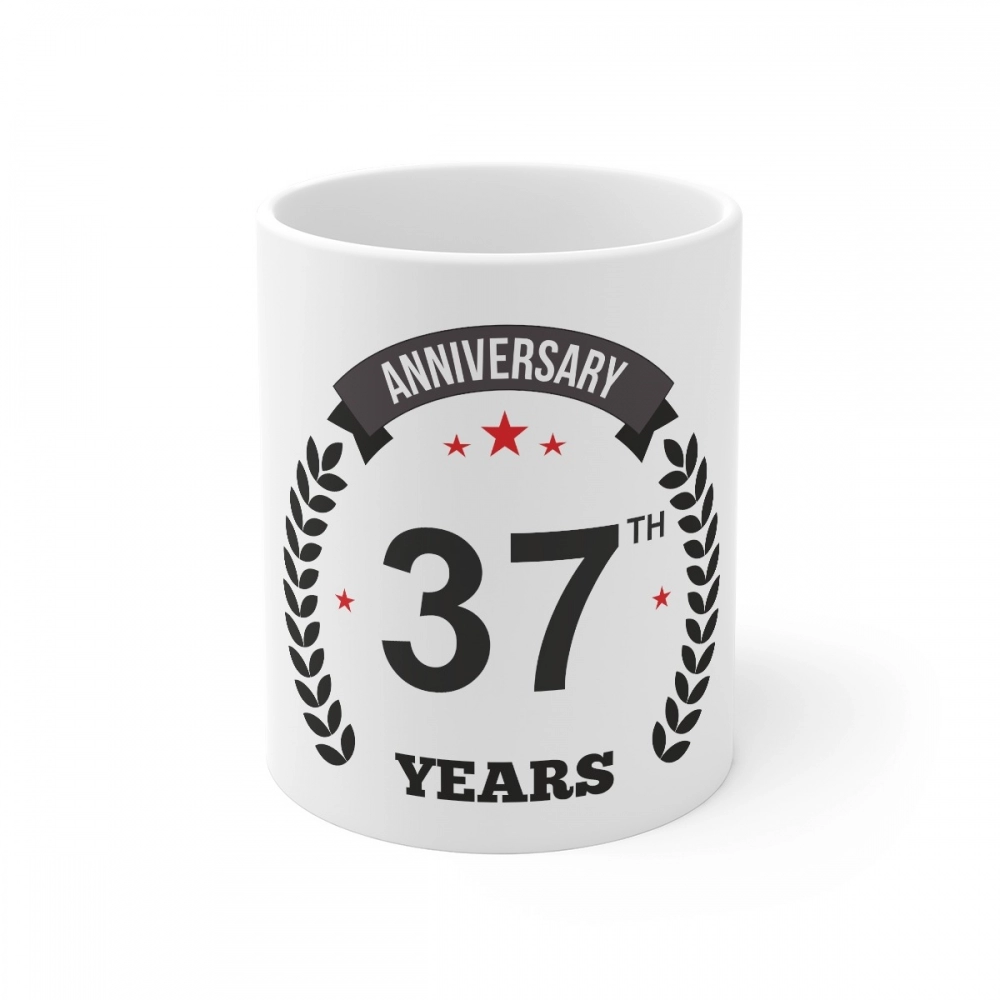 White Ceramic 37th Anniversary Coffee Mug