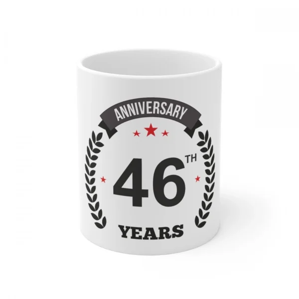 White ceramic 46th Anniversary gift mug