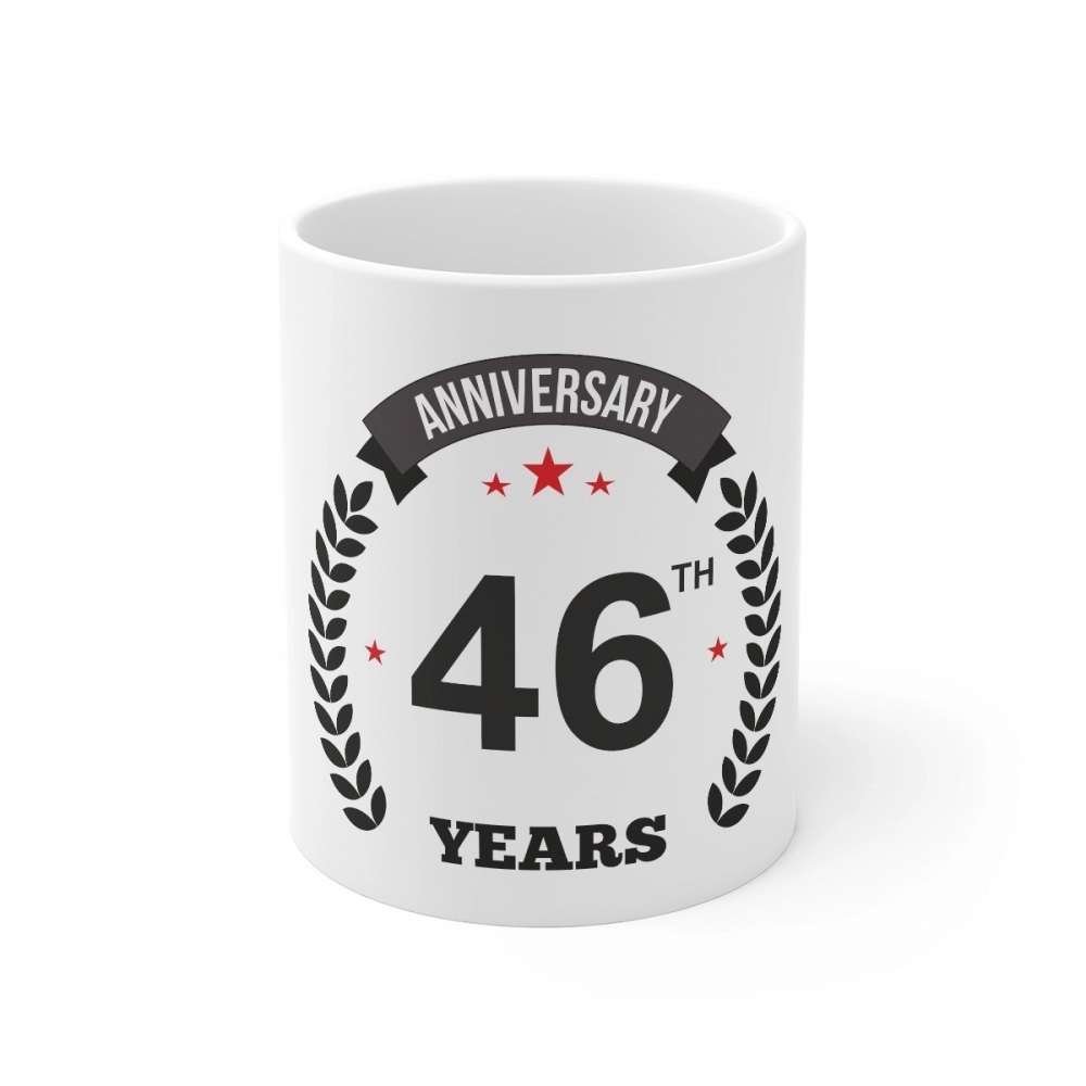 White ceramic 46th Anniversary gift mug