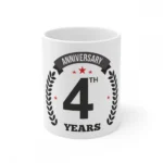 White Ceramic 4th Anniversary Mug