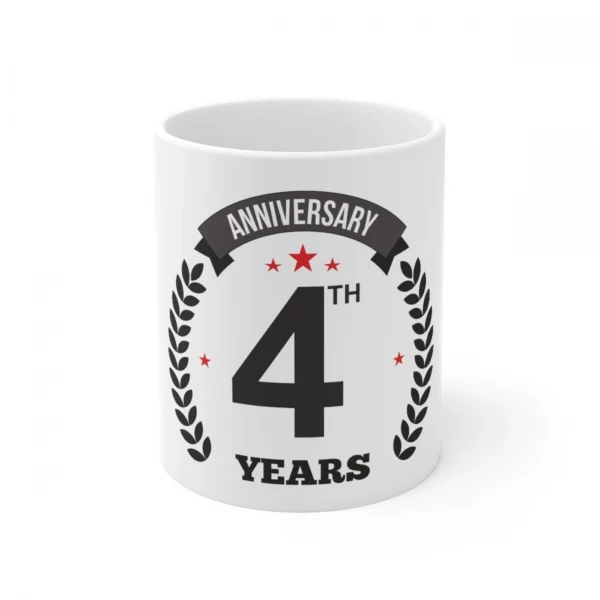 White Ceramic 4th Anniversary Mug