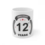 White Ceramic 12th Anniversary Mug