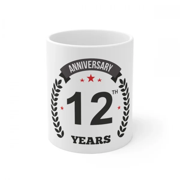 White Ceramic 12th Anniversary Mug
