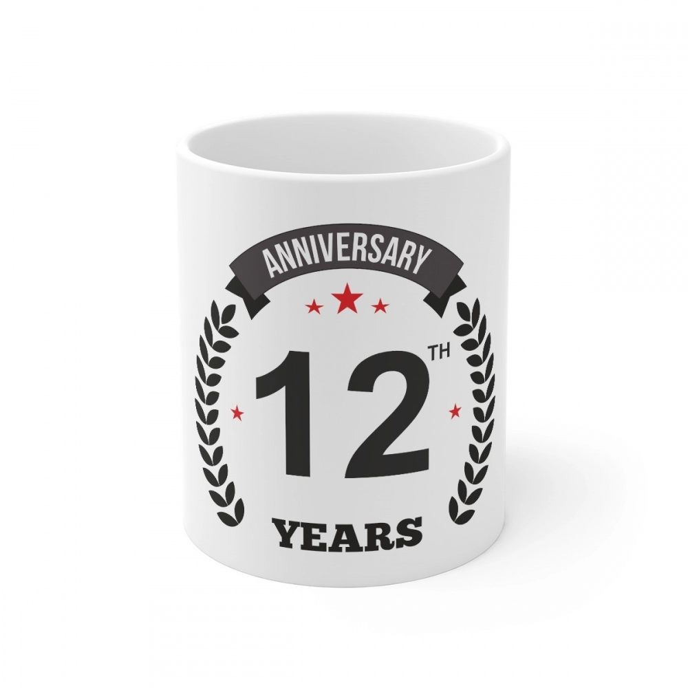 White Ceramic 12th Anniversary Mug