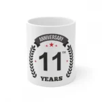 White Ceramic 11th Anniversary Mug