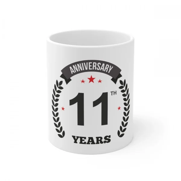 White Ceramic 11th Anniversary Mug