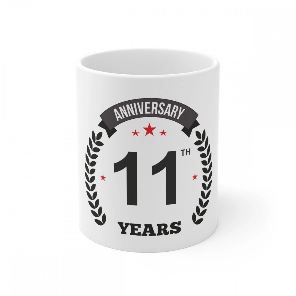 White Ceramic 11th Anniversary Mug