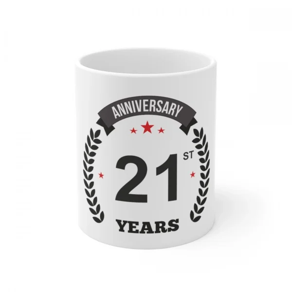 White Ceramic 21st Anniversary Mug