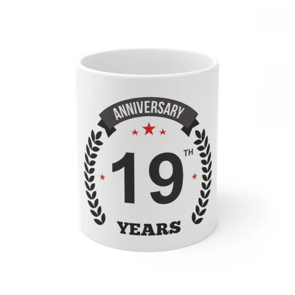 White Ceramic 19th Anniversary Mug