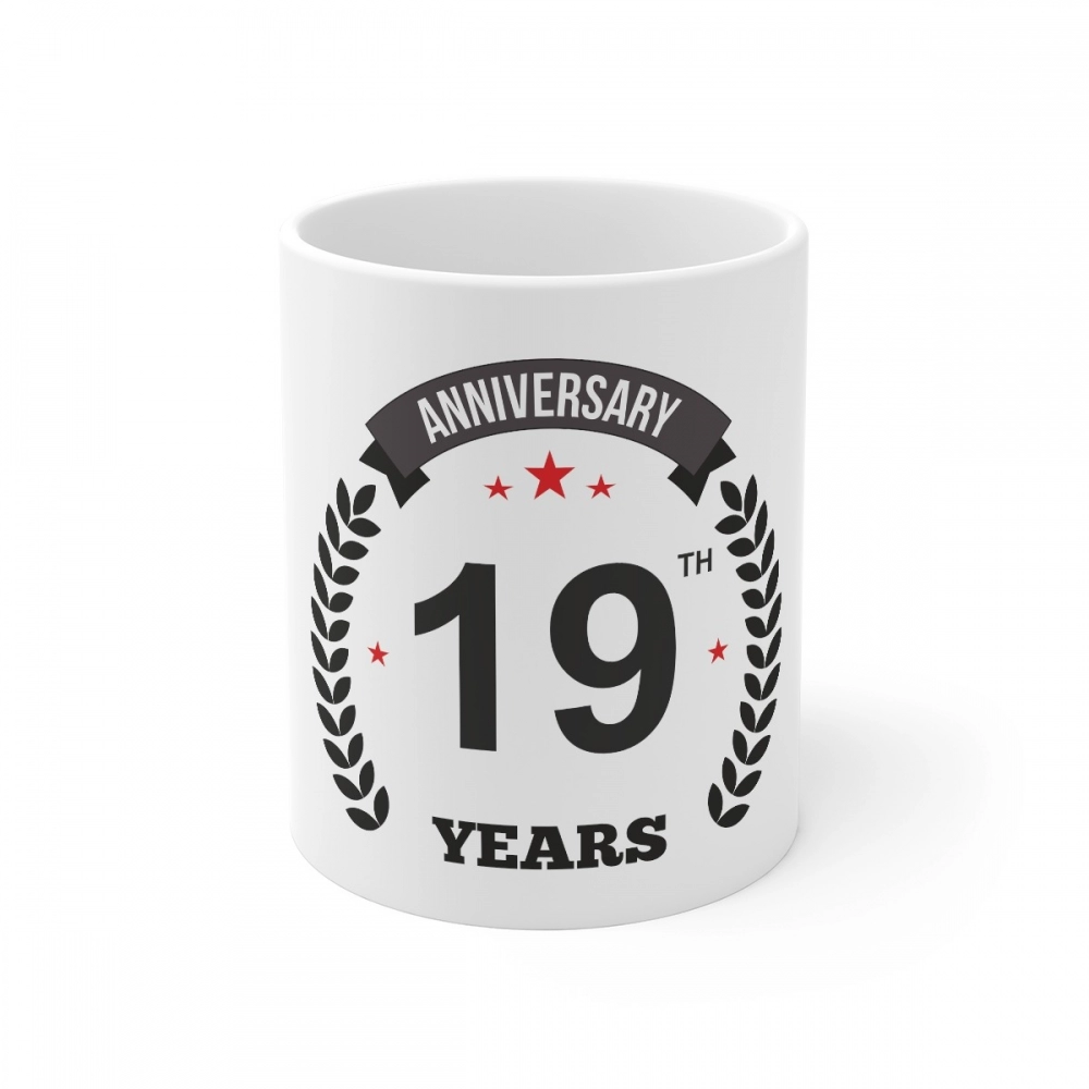 White Ceramic 19th Anniversary Mug