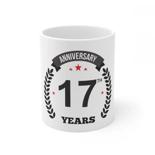 White Ceramic 17th Anniversary Mug