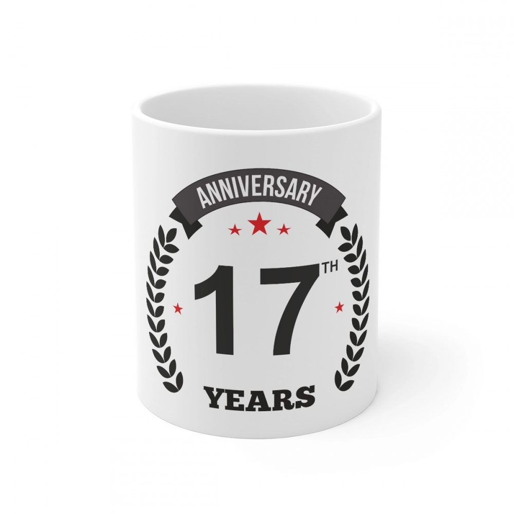 White Ceramic 17th Anniversary Mug