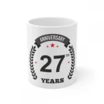 White Ceramic 27th Anniversary Mug