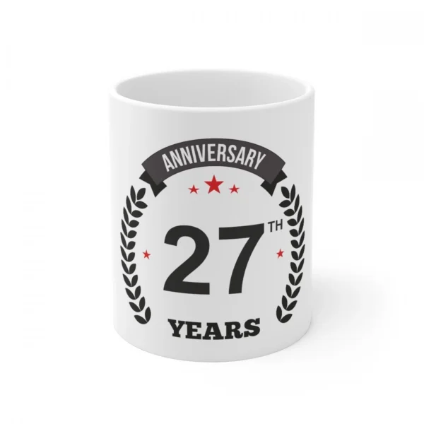 White Ceramic 27th Anniversary Mug