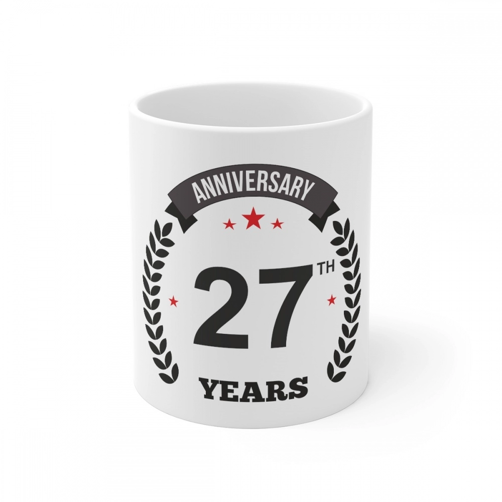 White Ceramic 27th Anniversary Mug