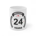 White Ceramic 24th Anniversary Mug