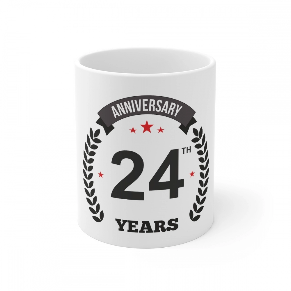 White Ceramic 24th Anniversary Mug