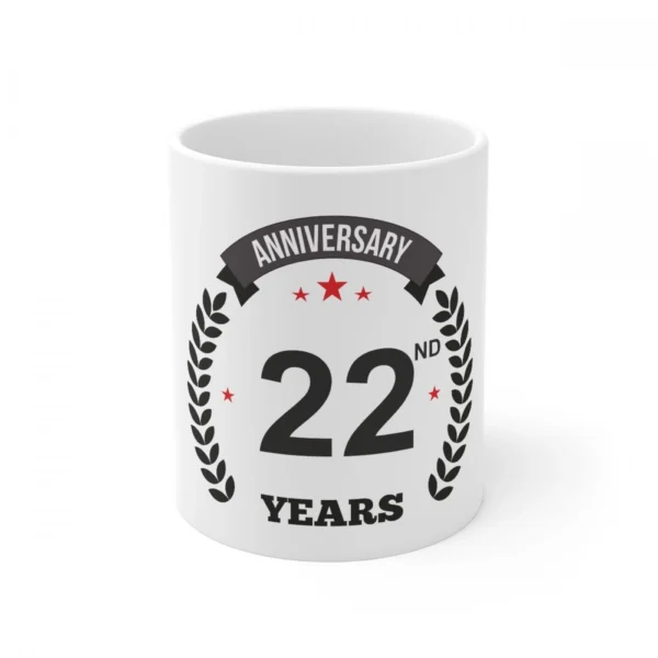 White Ceramic 22nd Anniversary Mug