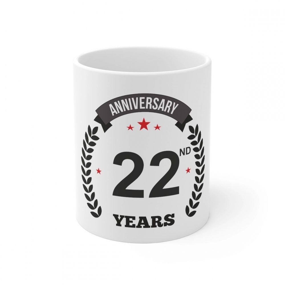 White Ceramic 22nd Anniversary Mug