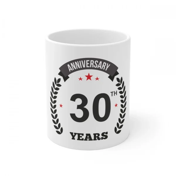White Ceramic 30th Anniversary Coffee Mug