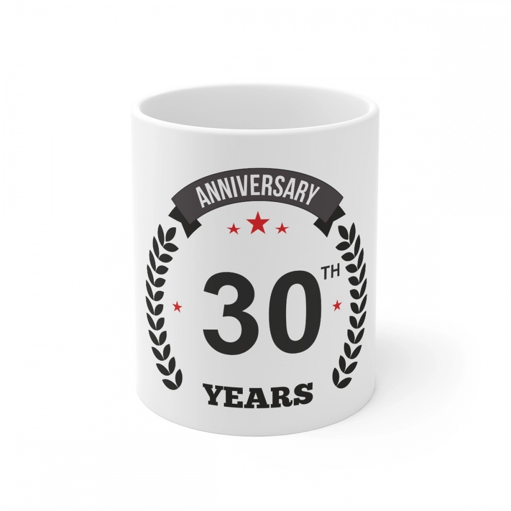White Ceramic 30th Anniversary Coffee Mug