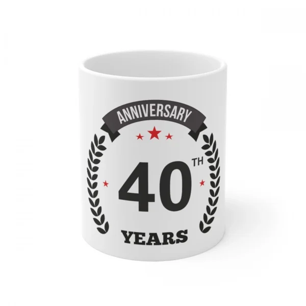 White Ceramic 40th Anniversary Coffee Mug