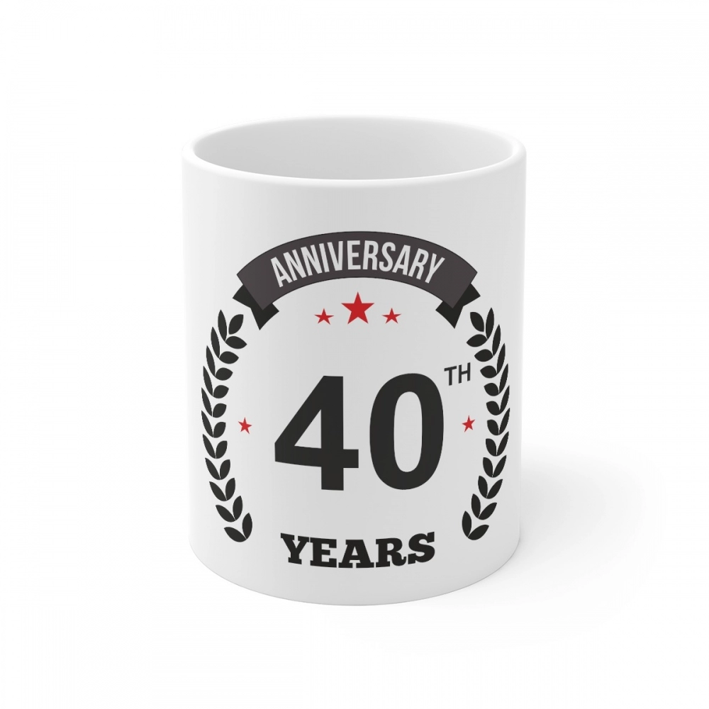 White Ceramic 40th Anniversary Coffee Mug
