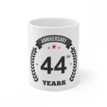 White Ceramic 44th Anniversary Coffee Mug