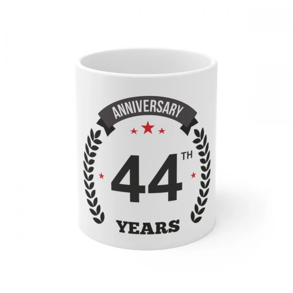 White Ceramic 44th Anniversary Coffee Mug