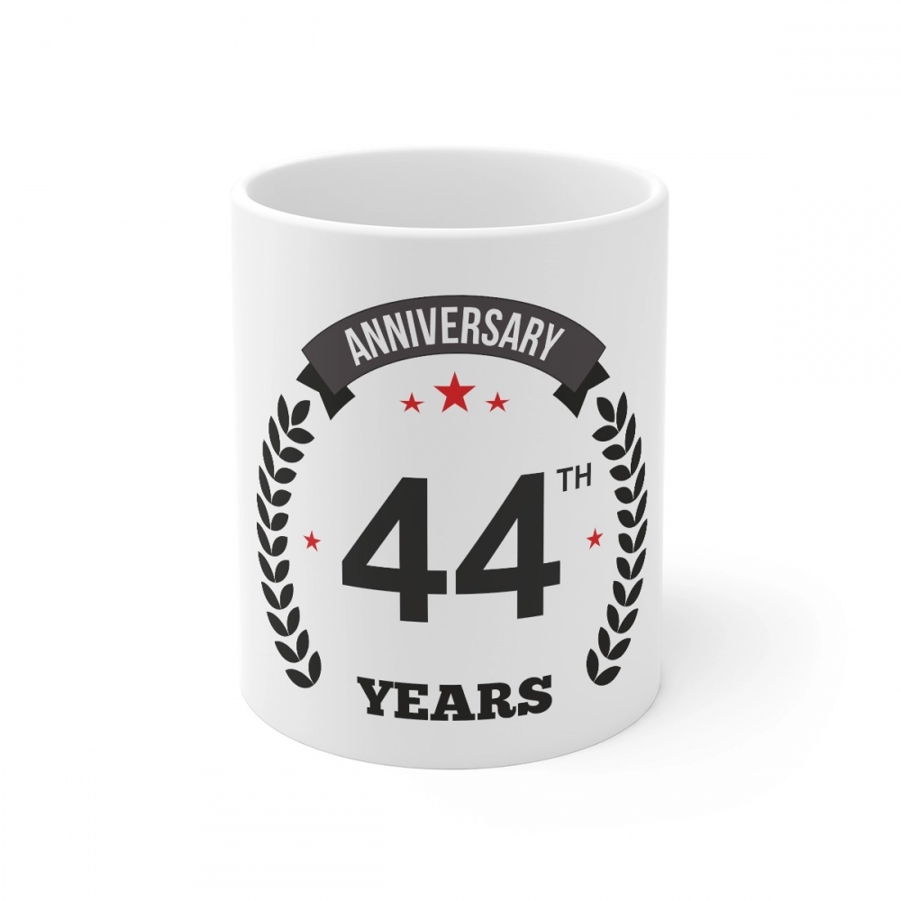 White Ceramic 44th Anniversary Coffee Mug