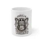 White ceramic coffee mug with Gorilla design