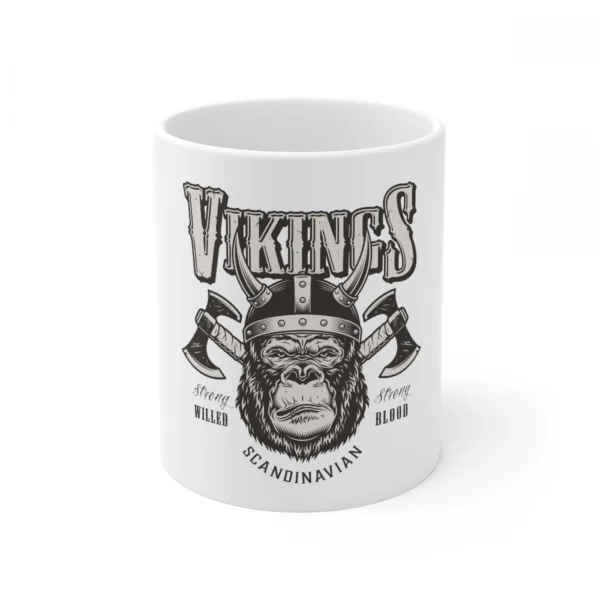 White ceramic coffee mug with Gorilla design