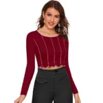 Generic Women's Western Wear Hosiery Crop Top (Maroon)