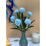 Generic Artificial Flowers Bunch Bouquet Of 6 Chrysanthemum Flowers For Home Decoration (Blue, Material:Silk, Polyester)