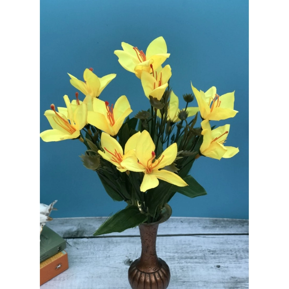 52192490834_6a9d2bd71b_o_d-1000x1000-1.webp Generic Artificial Flowers Bunch Bouquet Oflily Flowers For Home Decoration (Yellow, Material:Silk, Polyester) - Image 1