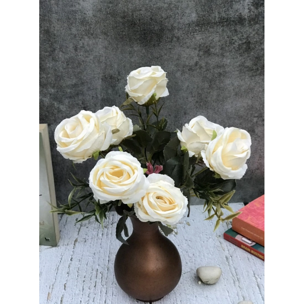 52192491279_7b00db476a_o_d-1000x1000-1.webp Generic Artificial Flowers Bunch Bouquet Of 5 Vintage Garden Roses For Home Decoration (White, Material:Silk, Polyester) - Image 1