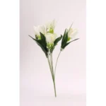 Generic Artificial Flowers Bunch Bouquet Of Daffodil Tulip Flowers For Home Decoration (White, Material:Silk, Polyester)