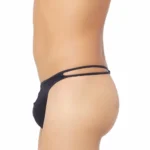 Generic Men's Cotton Spandex Brief Thong Front Open Hole Notch Underwear (Black) - Image 5