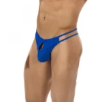 Generic Men's Cotton Spandex Brief Thong Front Open Hole Notch Underwear (Blue) - Image 4