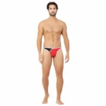 Generic Men's Cotton Spandex Men’S Lace Thong Consists Of Two Strings. Underwear (Red And Black) - Image 2