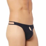 Generic Men's Cotton Spandex Brief Thong Front Open Hole Notch Underwear (Black) - Image 3