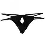 Generic Men's Cotton Spandex Brief Thong Front Open Hole Notch Underwear (Black) - Image 7