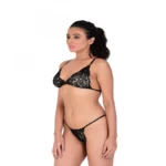 Generic Women's Lace Special Moment Black Tanga Lingerie Bra Panty Set (Black) - Image 4