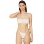 Generic Women's Lycra Blend Lace White Lingerie Set Tube Bra And Panty Set (White)